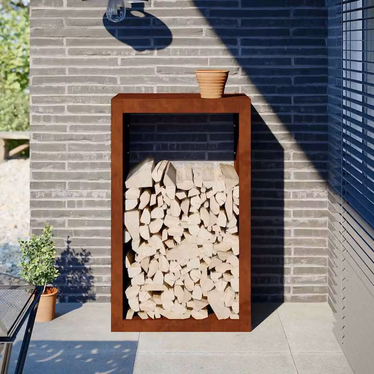 vidaXL Rack per Legna da Ardere in Acciaio Corten, L/P/H: 60 x 40 x 100 cm
