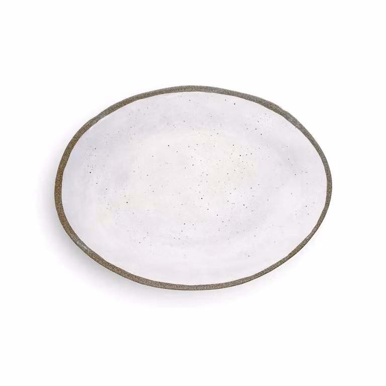 Vassoio ovale grande in melamina, Linea Terrae bianco, dim. 51x35,6cm