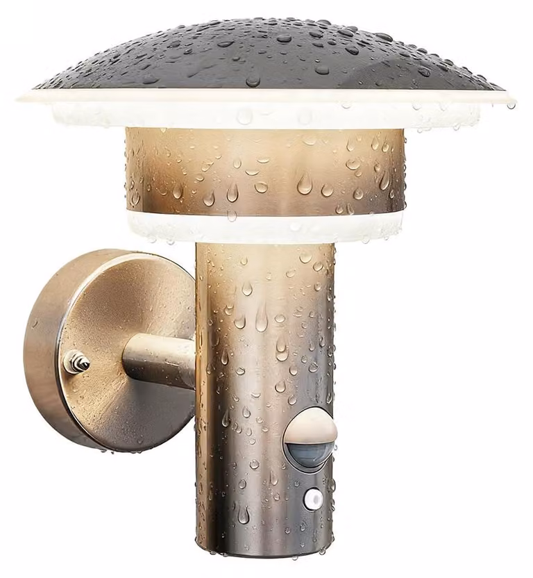 Lampada da parete esterna a LED con sensore di movimento, in acciaio inossidabile, 3000K, 1000 lumen