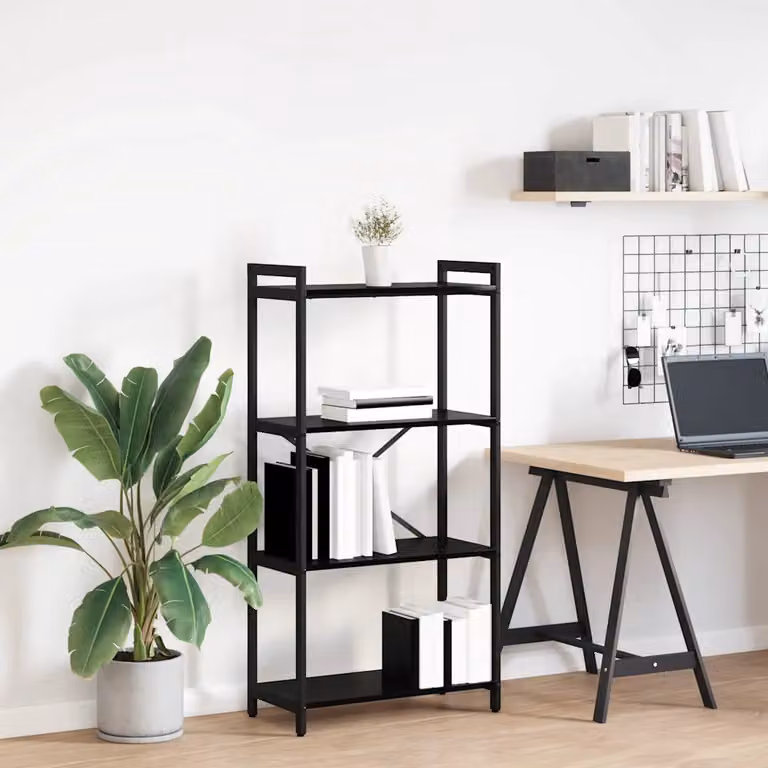 Libreria industrial vidaXL in MDF e metallo, colore nero e marrone, L 60 cm x P 30 cm x H 120 cm
