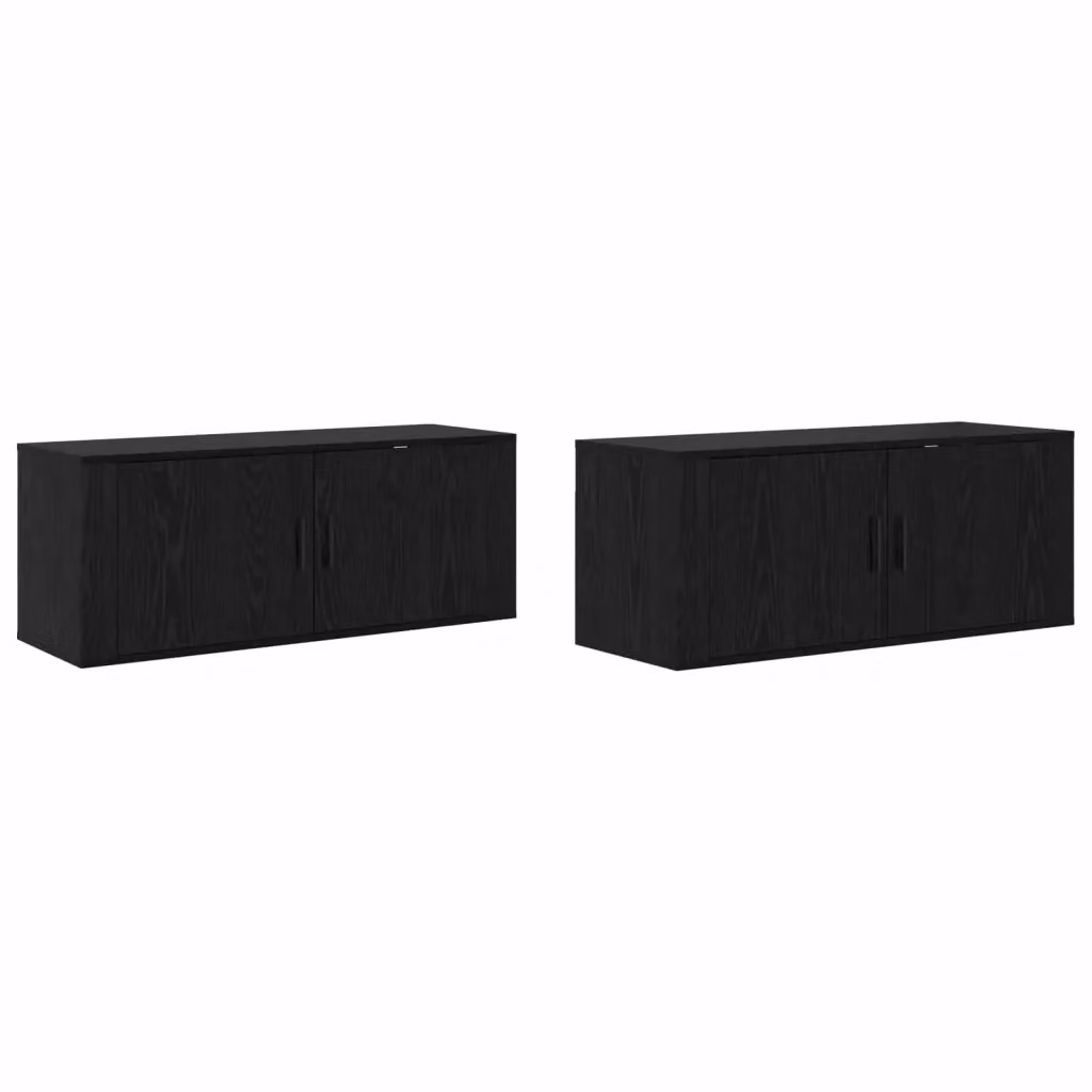 Set di 2 mobili TV da parete moderni vidaXL in rovere nero L 100 cm x P 34,5 cm x H 40 cm – 2
