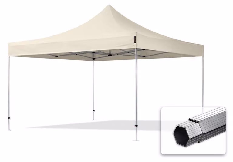TOOLPORT 4x4m gazebo pieghevole PES, PROFESSIONAL alluminio, crema