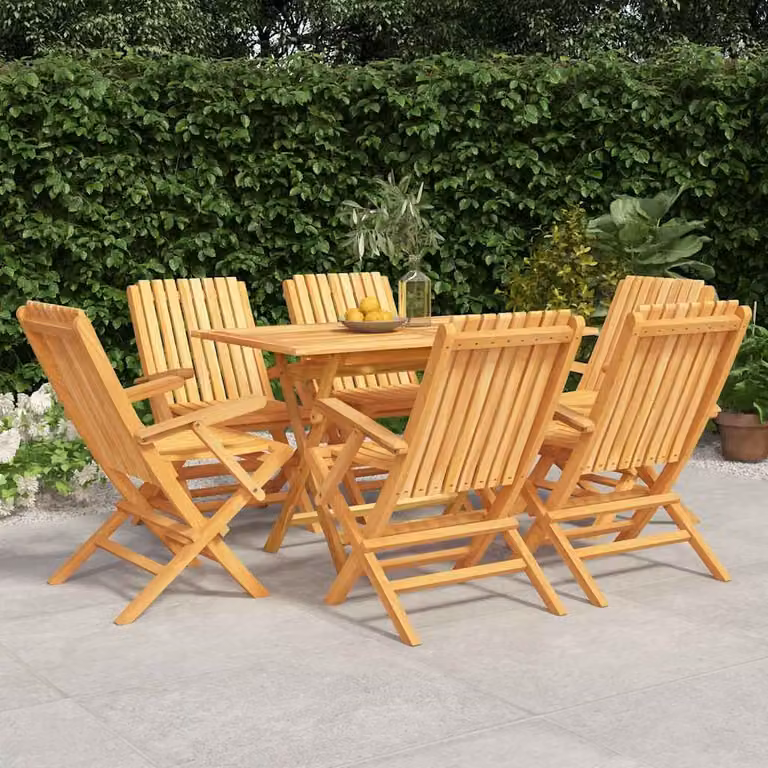 Set da pranzo da giardino vidaXL in legno di teak marrone, 7 pezzi