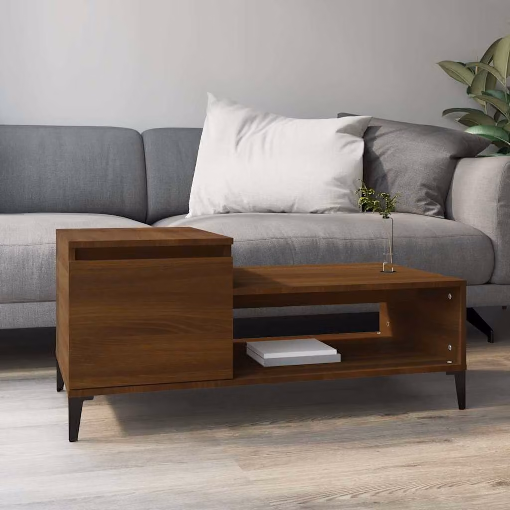 Tavolino da salotto vidaXL in legno multistrato color rovere marrone L 100 cm x P 50 cm x H 45 cm
