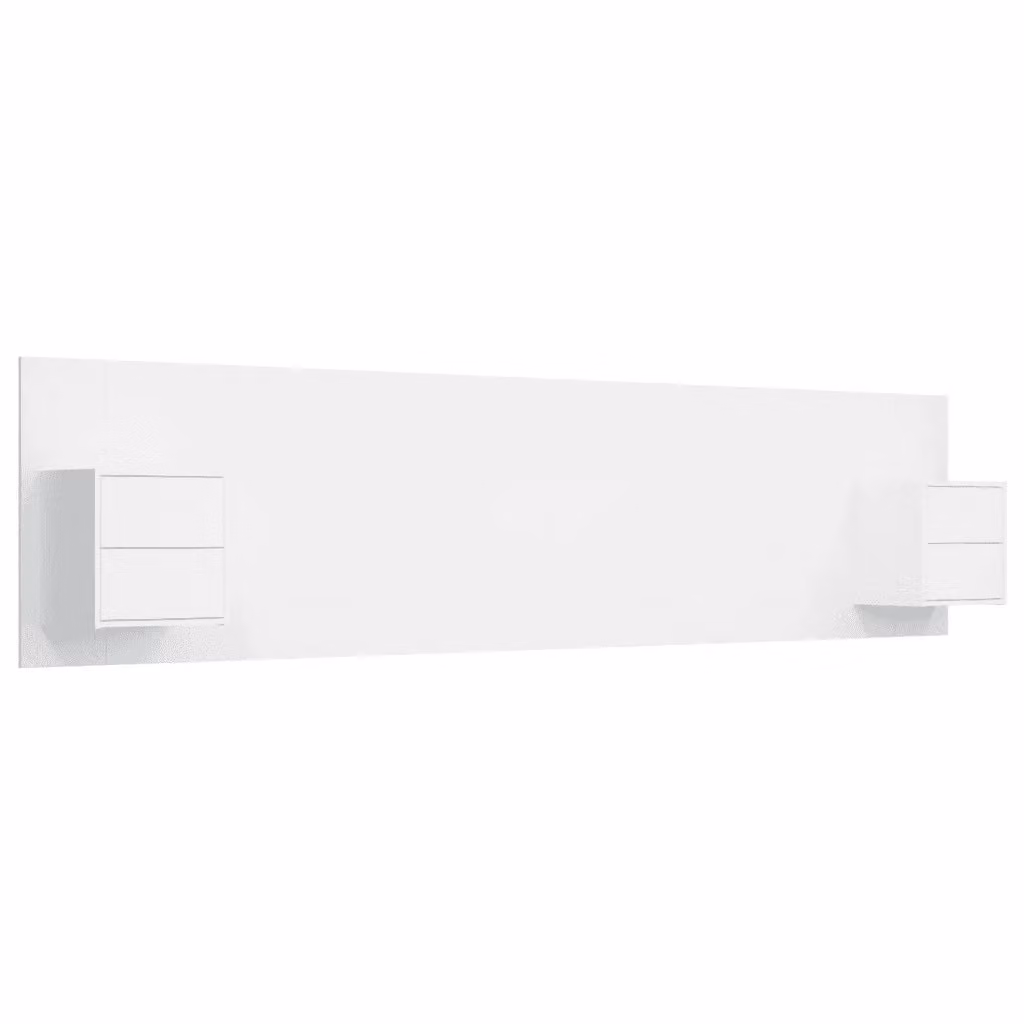 vidaXL Testiera per Letto con Comodini Integrati in Legno Multistrato Bianco L: 240 cm, P: 80 cm, H: 80 cm – 2