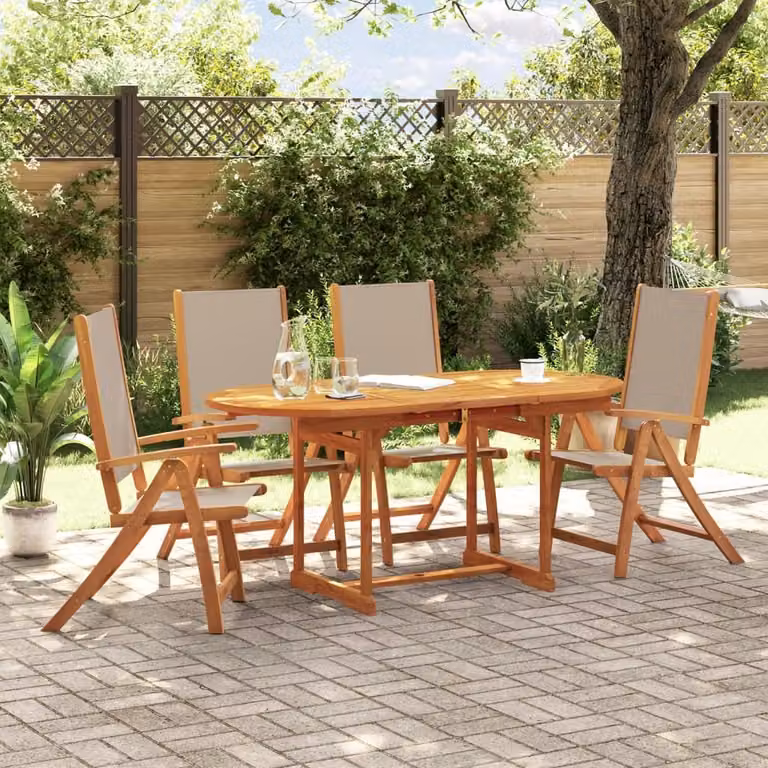Maison Exclusive - Set da pranzo da giardino a 5 pezzi in legno massello di acacia e Textilene