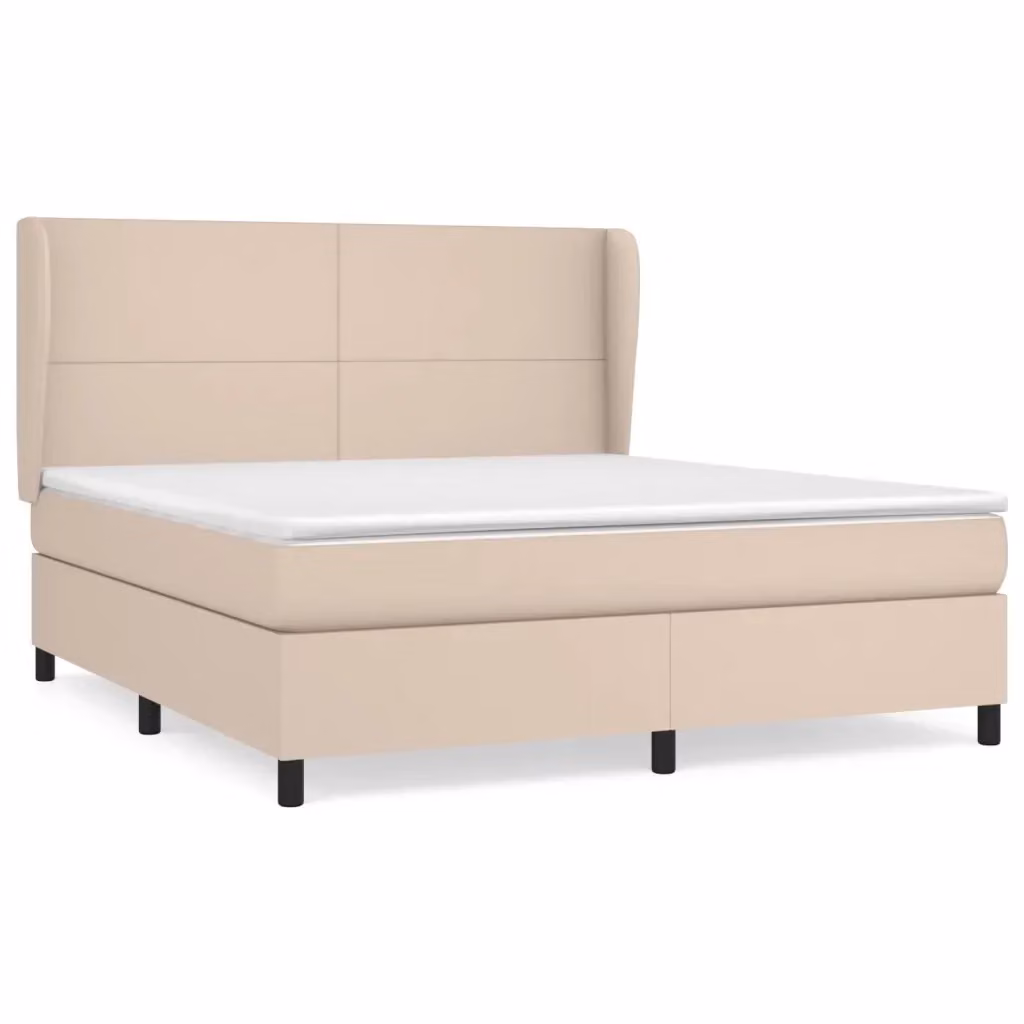 Letto Ibrido con Giroletto a Molle e Materasso vidaXL in Similpelle Beige e Bianco L/P/H: 180 x 200 x 128 cm – 2