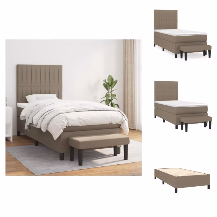vidaXL Letto a molle con materasso Taupe 80x200 cm in tessuto - Letti e strutture letto