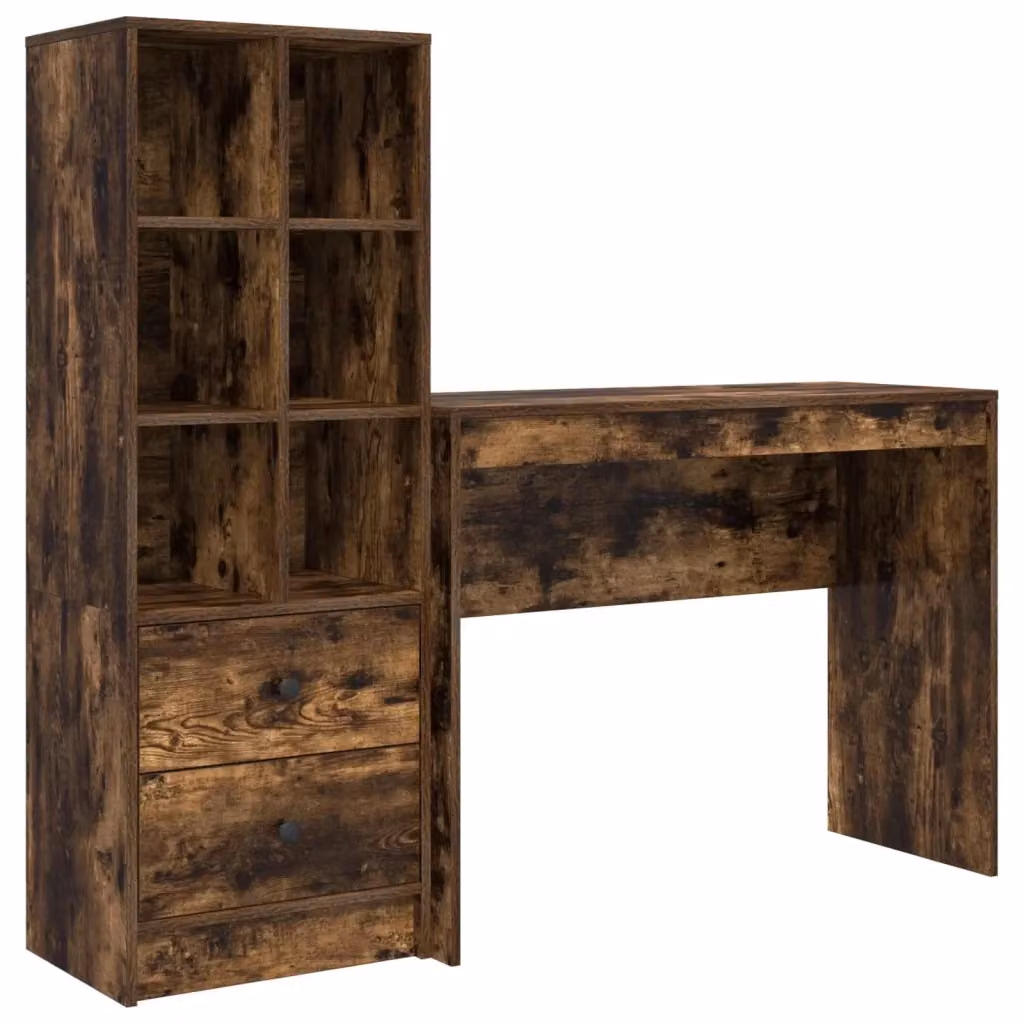 Scrivania moderna con scaffale vidaXL in rovere fumé marrone L/P/H: 145,5 x 40 x 127 cm – 2