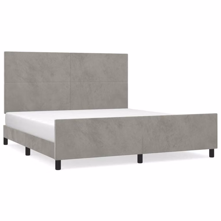 Giroletto senza Materasso Grigio Chiaro 160x200 cm Velluto