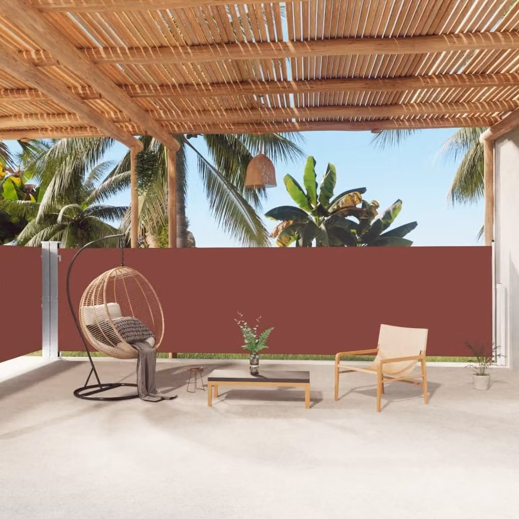 The Living Store Tenda laterale estensibile marrone 160x1000 cm