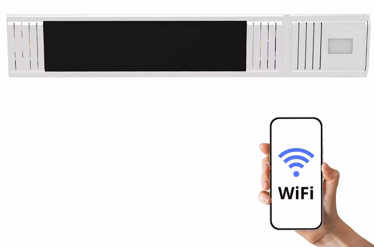 Riscaldatore a infrarossi da parete - 1500 Watt di potenza termica - Montaggio a parete - Colore: alluminio bianco