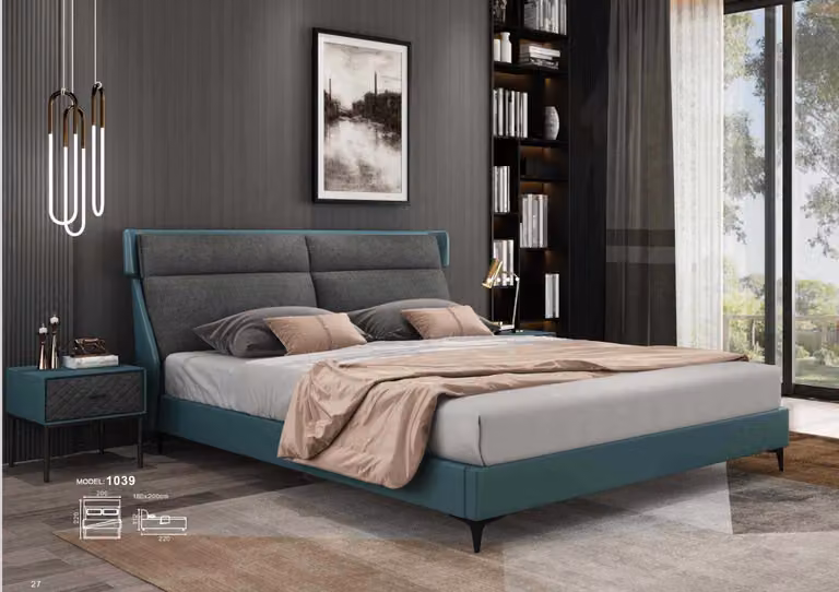 Klassisches Luxus Betten Polster Leder Textil Hochwertiges Schlafzimmer Bett