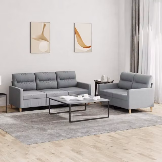 vidaXL Set di Divani 2 pz Moderno in Tessuto Grigio con Cuscini