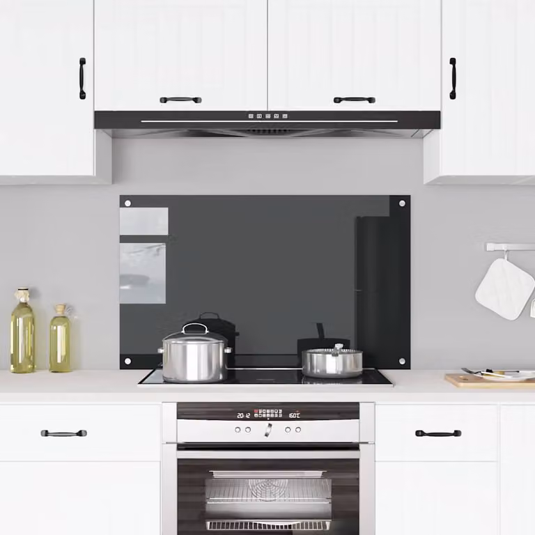 Paraschizzi per cucina vidaXL in vetro temperato nero L: 100 cm, H: 60 cm, P: 60 cm