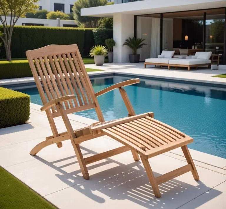 Sedia a sdraio in legno per giardino, terrazza e balcone con schienale regolabile