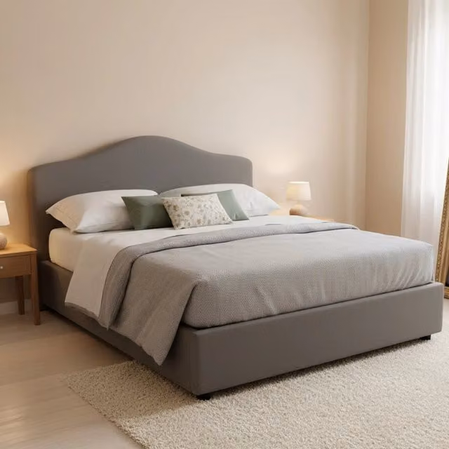 Letto Matrimoniale Talamo Italia con Contenitore a Alzata e Materasso Incluso, Rivestimento in Tessuto Grigio, 160x200 cm