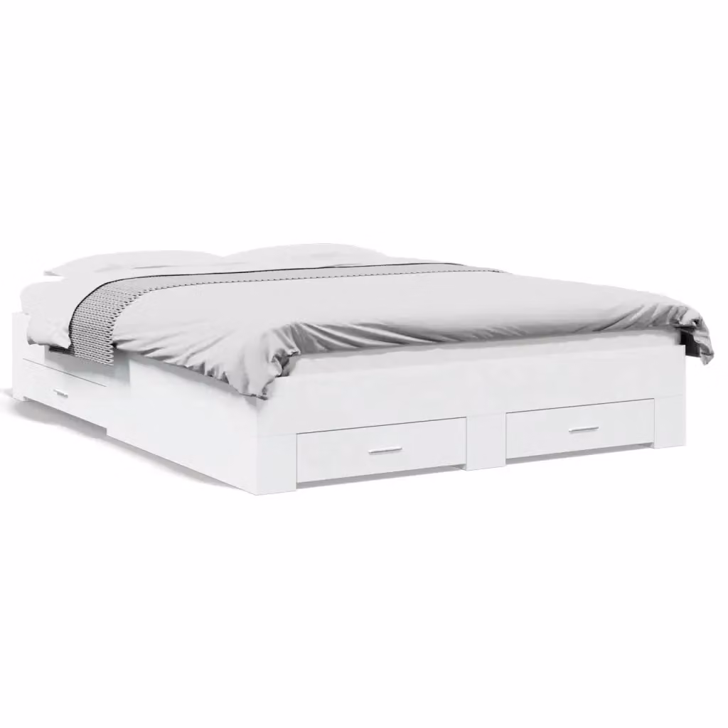 vidaXL Giroletto con Cassetti Bianco in Legno Multistrato L/P/H: 160 x 200 x 32 cm – 2
