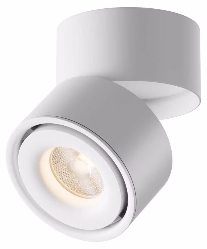 Plafoniera LED, faretto mobile, metallo, bianco