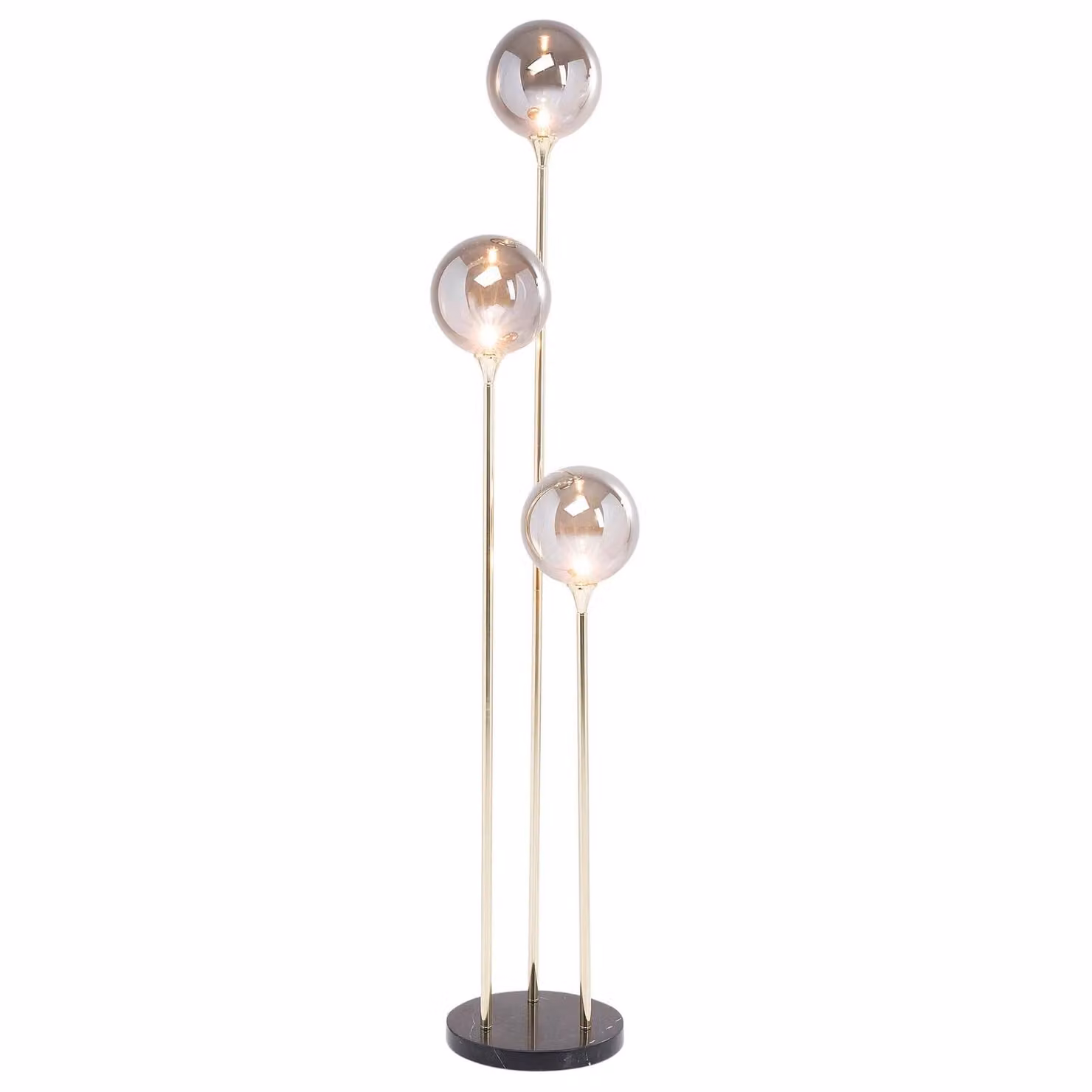KARE Lampada da terra di design Al Capone Tre, Ottone / Oro, Soggiorno / Sala da pranzo, Vetro, Moderno, Lampada da terra