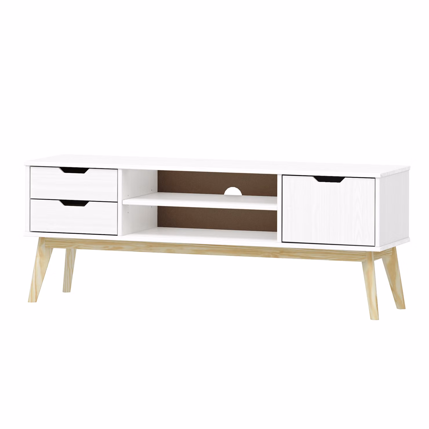 Tavolo TV 1 anta + 2 cassetti BONITO laccato bianco