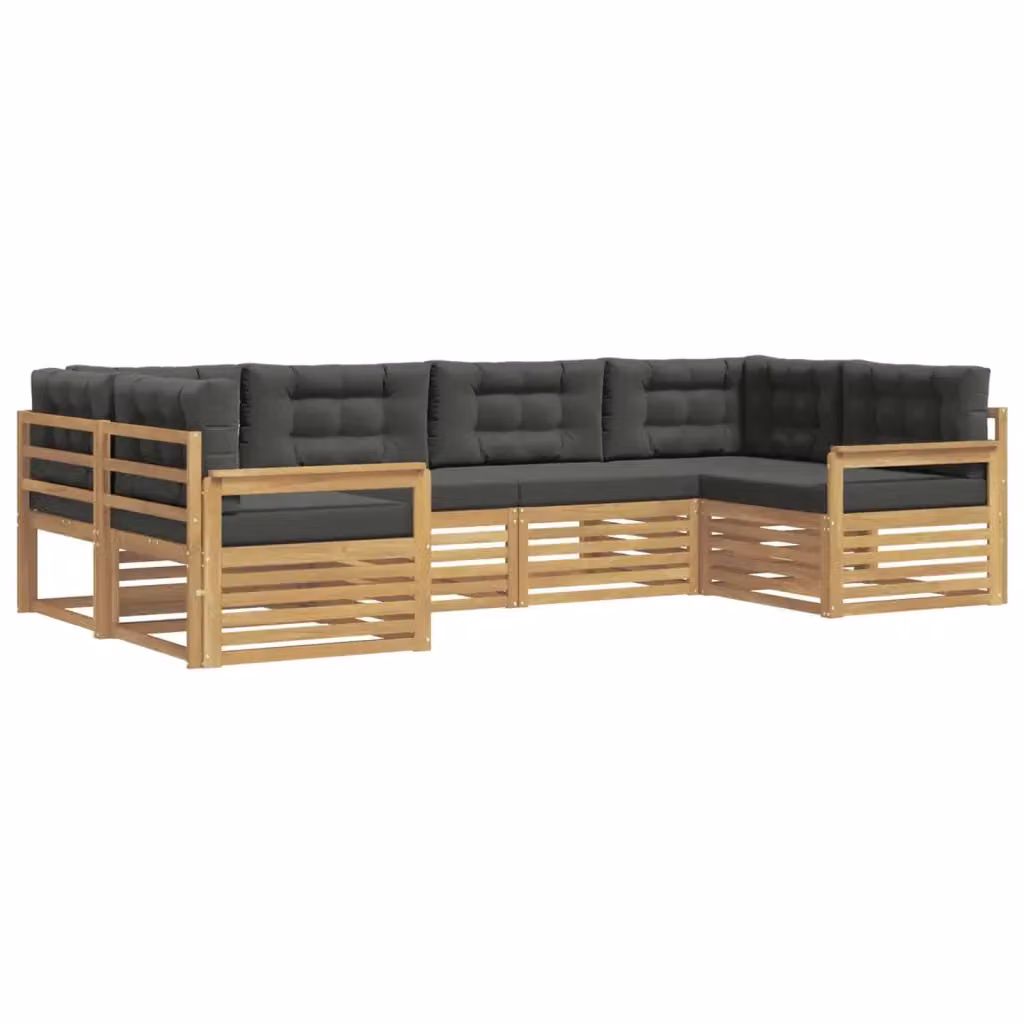 Set di divani da esterno a L vidaXL in legno di acacia con cuscini, Bianco e Antracite – 2