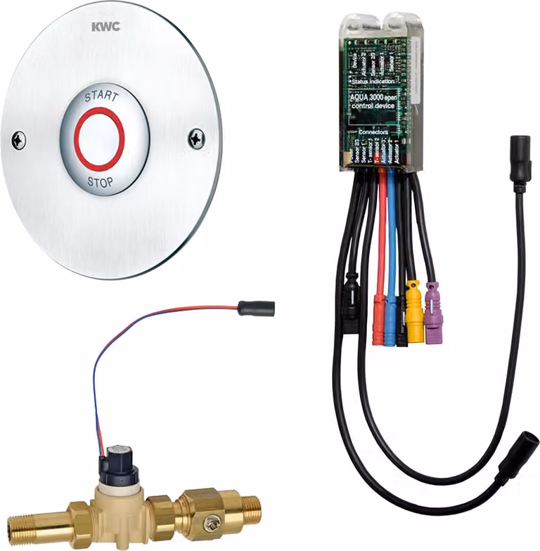 KWC AR miscelatore per lavabo, A3000open, elettrico, montaggio posteriore a parete, senza miscelatore, 24 VDC
