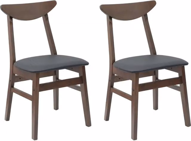 Set di 2 sedie da pranzo e cucina moderne in ecopelle marrone con struttura in legno di gomma, L: 42 cm, P: 47.5 cm, H: 81 cm – 1