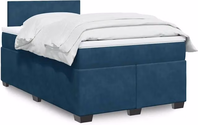 Giroletto a Molle con Materasso Blu Scuro 120x200 cm in Velluto 3286280