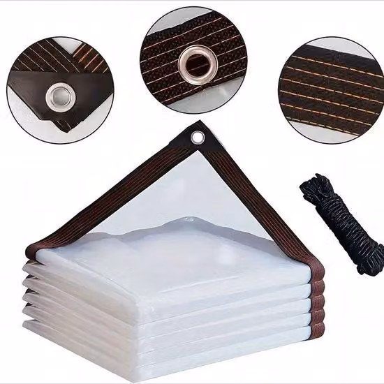 Telo in PVC trasparente - Telo impermeabile - Utilizzo esterno - 3m x 3m - Anelli da 10mm - Distanza tra gli anelli: 100cm - Impermeabile - Resistente ai raggi UV - Telo ermetico - Con anelli - Adatto per balconi, giardini, agricoltura