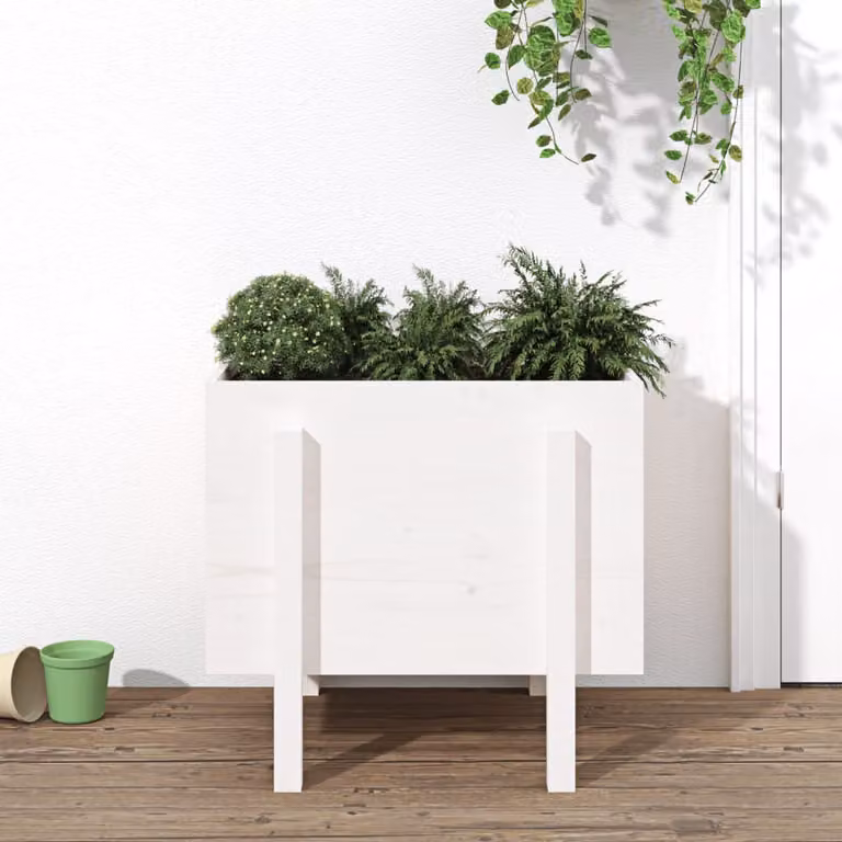 Fioriera da giardino vidaXL in legno di pino bianco L: 62 cm, P: 50 cm, H: 57 cm