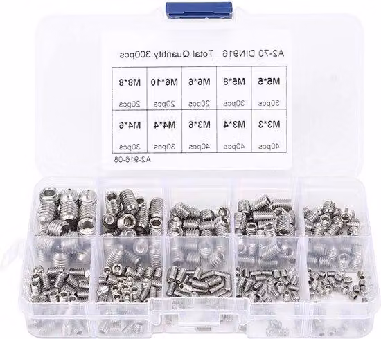 Set di viti a Esagono in acciaio 304 M3, M4, M5, M6, M8 in scatola di plastica – Lunga durata