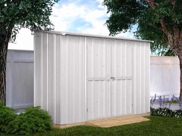 Casetta giardino Box in lamiera di Acciaio Zincato 307x100cm x h1.92m - 75KG - 3.07mq - BIANCO