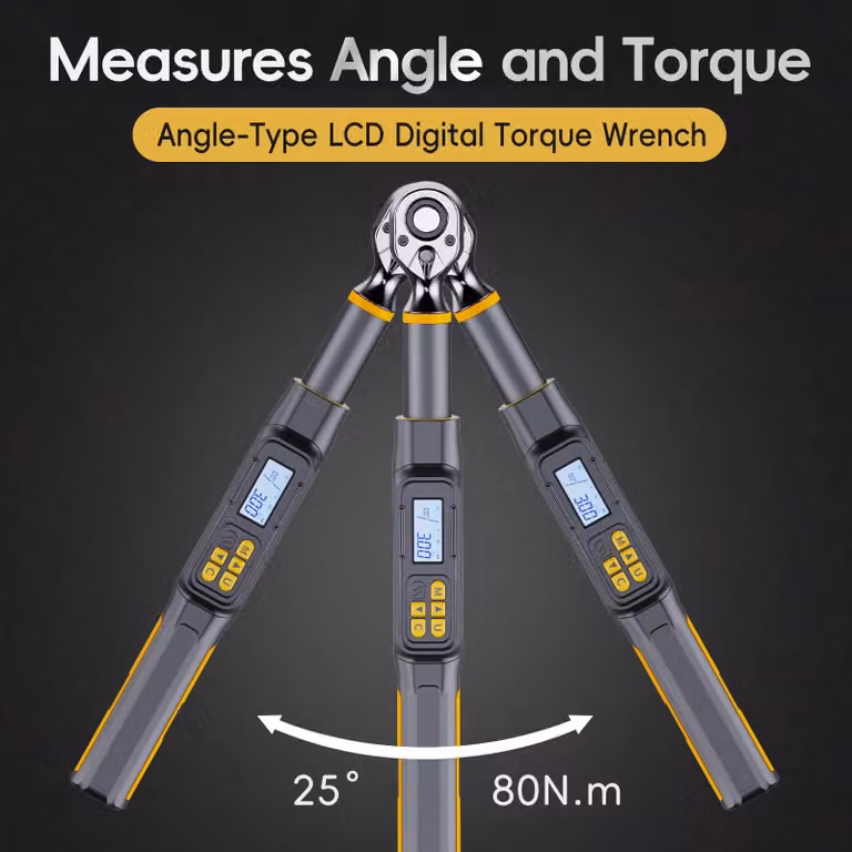 Chiave dinamometrica digitale - Modello M001 - Coppia: 6,8–135 Nm - Misurazione dell'angolo: 0,1° - Attacco quadrato: 0,95/1,27 cm - Adatta per auto e motociclette