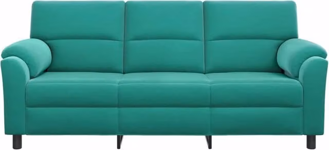 Divano moderno in velluto turchese vidaXL con struttura in metallo e coperture rimovibili L: 214 cm, P: 85 cm, H: 93 cm