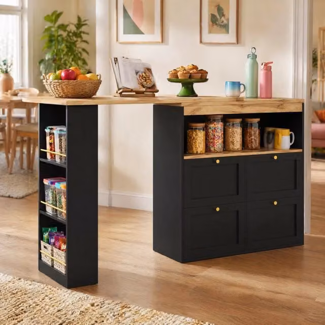 Armadio Modulare Girevole REDOM in MDF Nero e Oro con Ripiani Interni, L 105 cm x P 39 cm x H 102 cm – 1