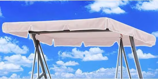 Panchina a dondolo con tettuccio 210x145, tettuccio parasole universale, bianco, 100% poliestere