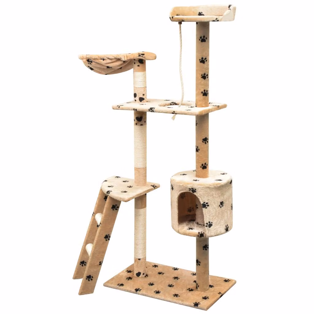 vidaXL Tiragraffi per gatti in sisal 150 cm Beige con impronta di zampa