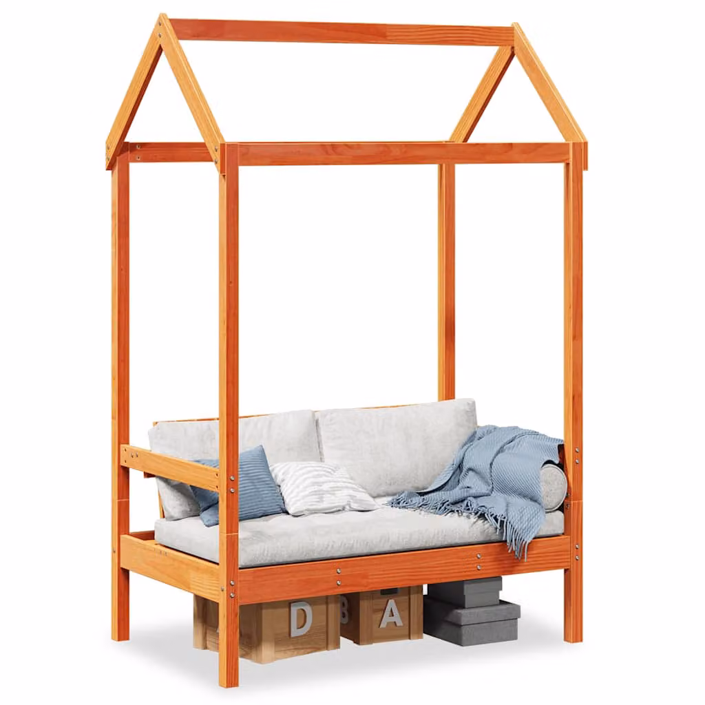 Panca con tetto in legno di pino stile rustico vidaXL, colore marrone e grigio, L: 117,5 cm, P: 70 cm, H: 176,5 cm