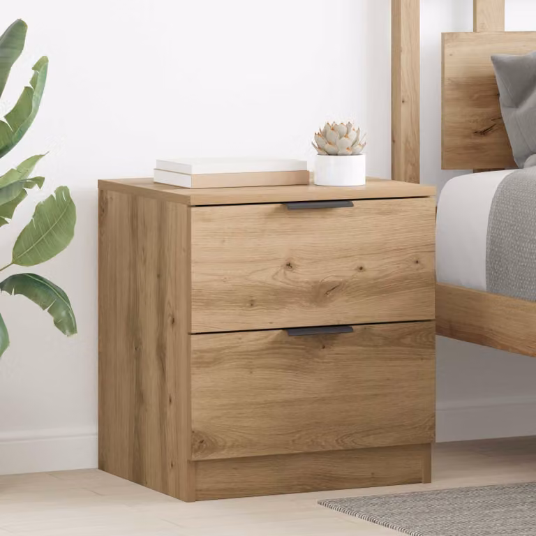 Set di 2 Armadi da Notte vidaXL in Legno Rovere Marrone L: 45 cm, P: 39 cm, H: 50 cm
