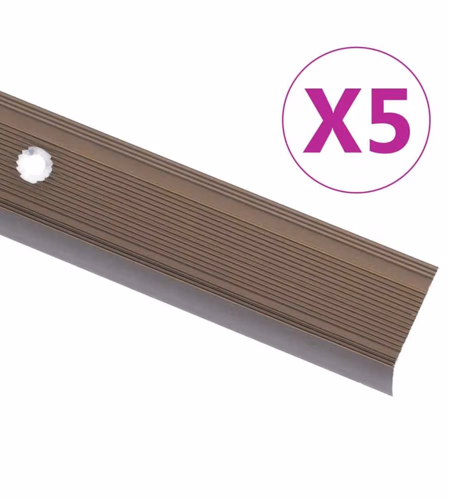 Profili a L per Gradini 5 pz in Alluminio 100 cm Marrone
