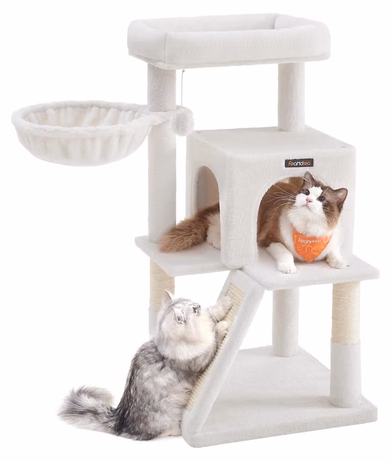 Albero per gatti Feandrea, altezza 96 cm, con ampia piattaforma e rifugio per gatti
