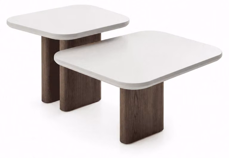 Tavolino da caffè bianco-marrone, set da tavolo, tavolino per il soggiorno, tavolino da divano, tavolino da caffè di design