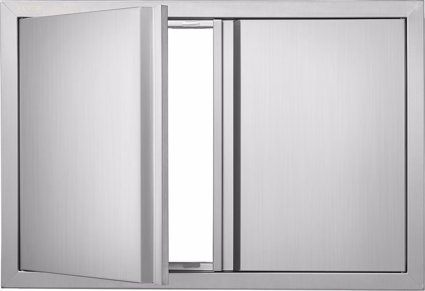 Porta di accesso al barbecue, 774 x 532 mm, Doppia porta per cucina esterna, Porta in acciaio inox a incasso, Porta verticale a parete con maniglie a scomparsa, per isola barbecue, stazione barbecue, mobile esterno