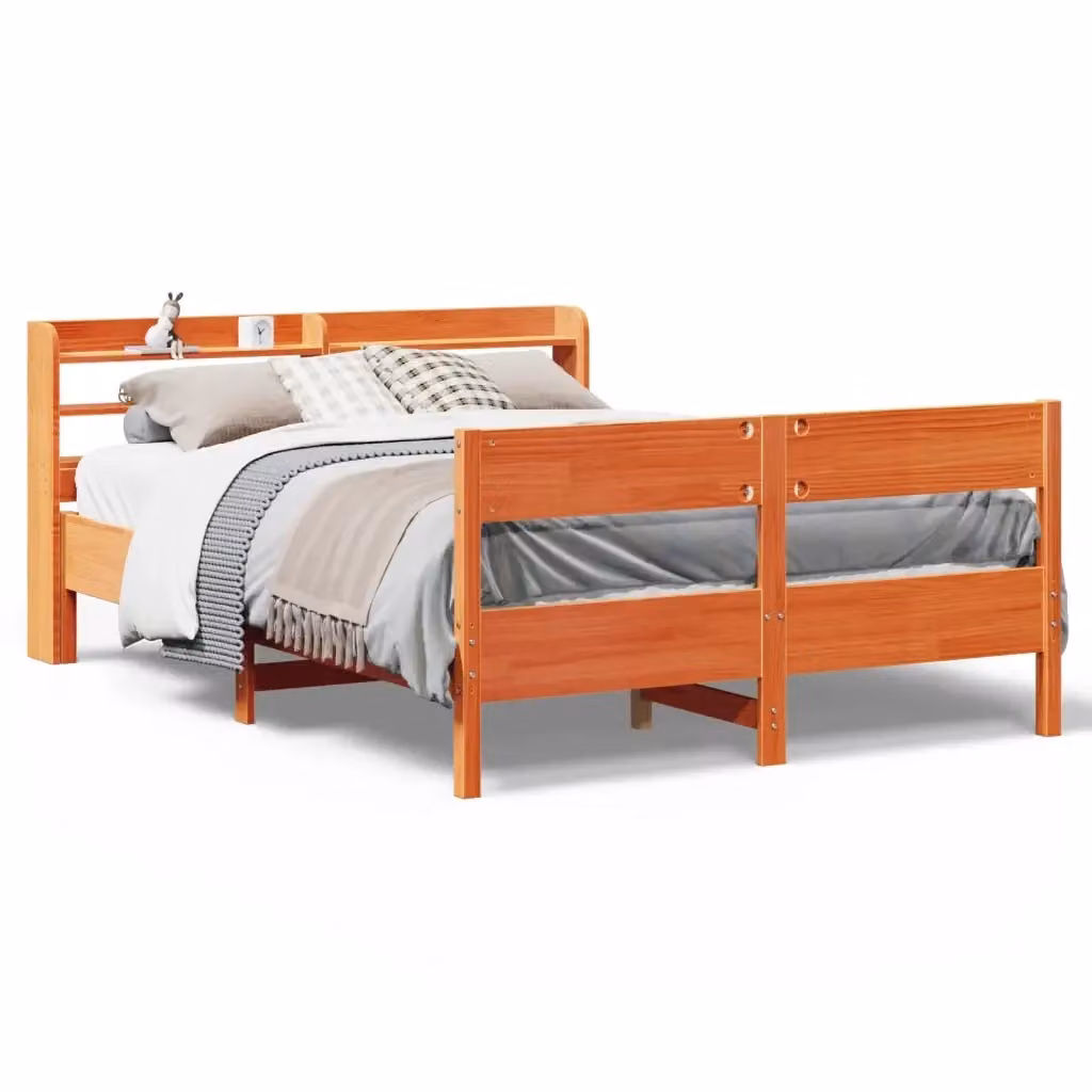Letto in legno di pino rustico vidaXL Marrone Cera L: 150 cm, P: 200 cm – 2