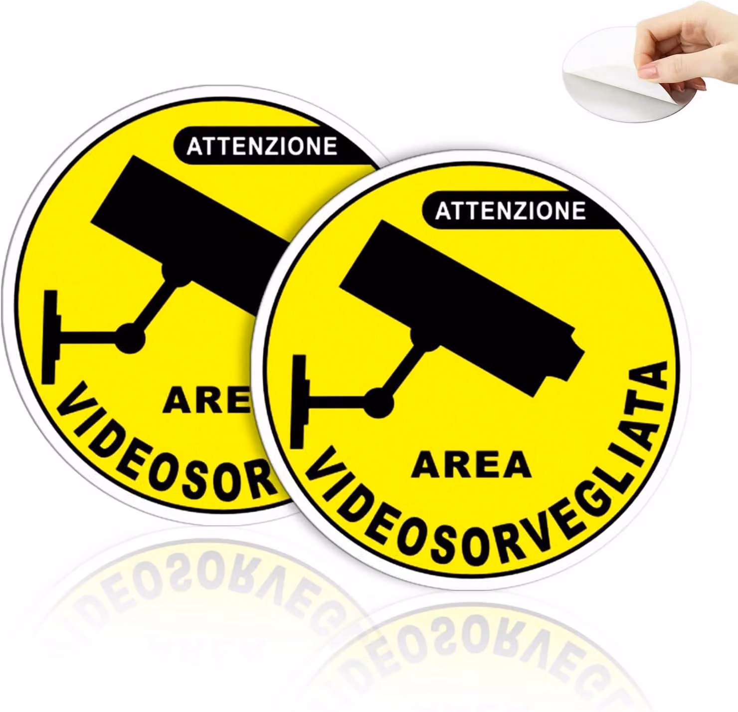 Segnali di videosorveglianza, rotondi, riflettenti, di 10 cm di diametro, autoadesivi, adatti per interni ed esterni