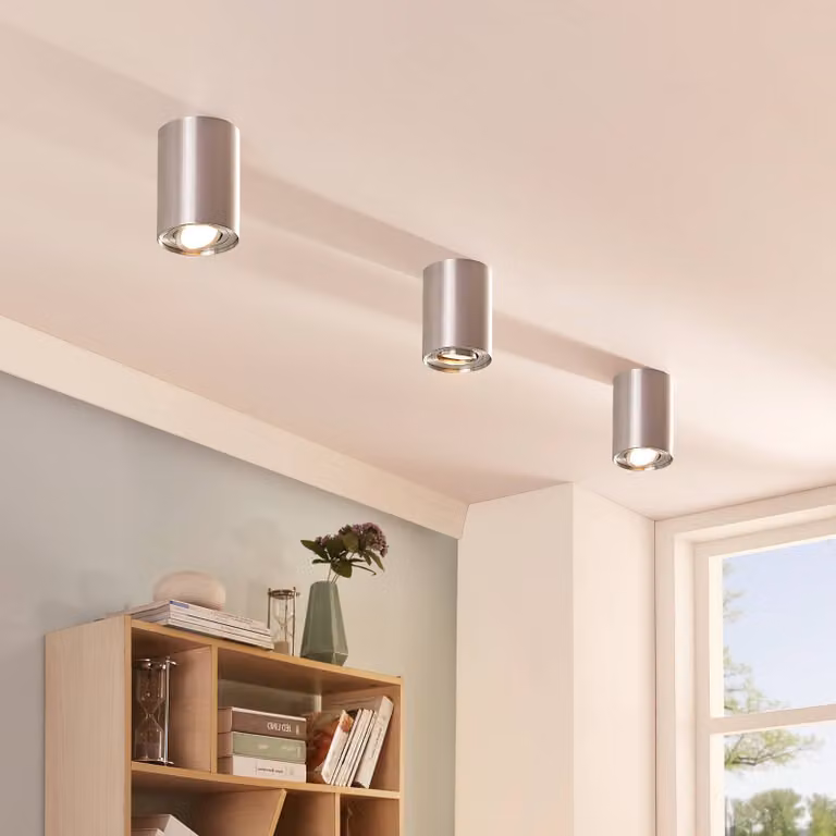 Plafoniera soffitto Jolina Arcchio, dimmerabile, Alluminio / Grigio / Zincato, Corridoio, Alluminio, Moderno, Plafoniera