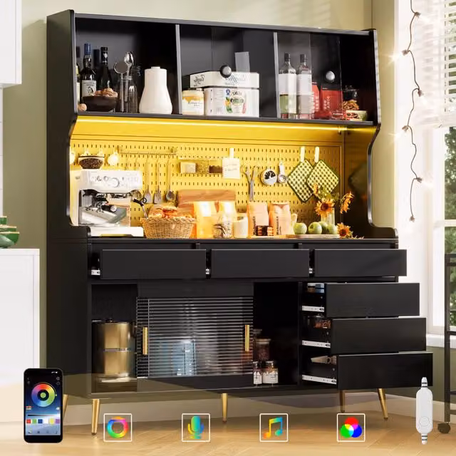 Mobile Alto con LED e Cassetto ¨C MINIMAL ¨C Nero 145x39x171