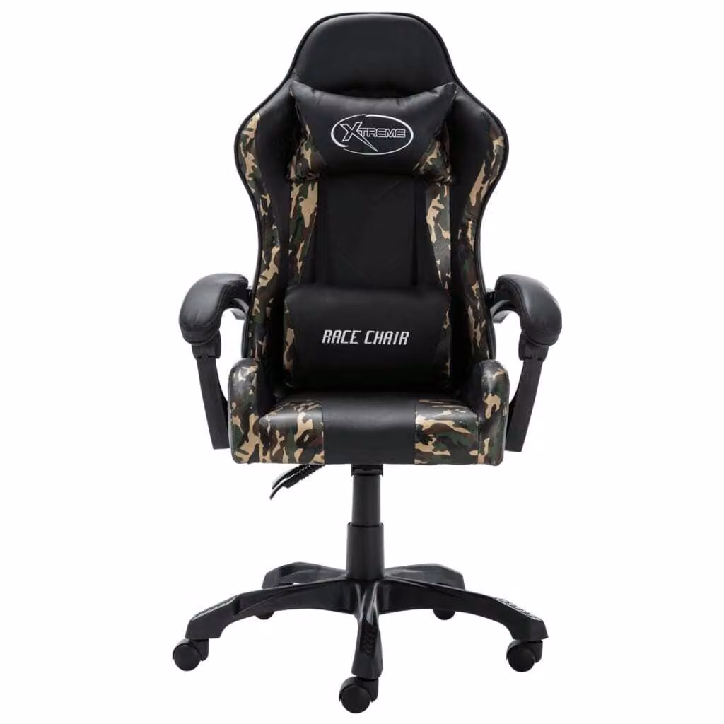 vidaXL Sedia da gioco in Pelle finta nera e mimetica