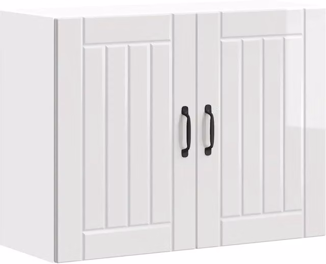 Pensile da cucina e soggiorno Lucca HELLOSHOP26 bianco lucido con ante in vetro L 80 x P 31 x H 60 cm
